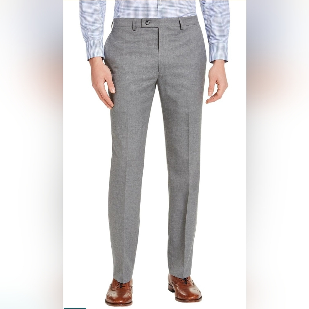 Lauren Ralph Lauren Dress Pants Mens 40x30 Grey Classic-Fit Ultraflex Flat Front